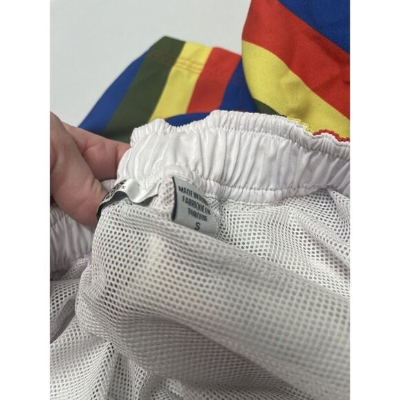 Mens Guess X Balvin Vibras Striped Colorful Drawstring Swim Trunks Small - Picture 8 of 10